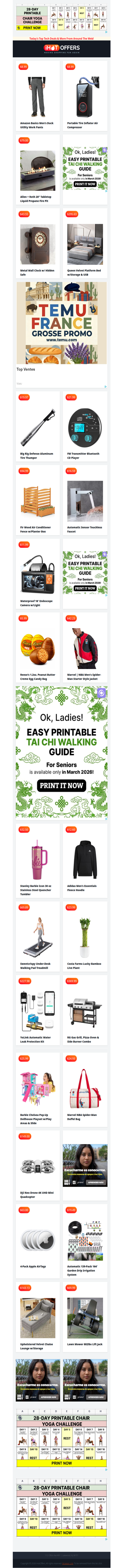 Cordless Inflator $9 • Amazon Duck Pants $9 • Desk Treadmill $69 • Spider-Man Jacket $42 • Propane Fire Pit $79 • Queen Velvet Bed $295 • AC Planter Fence $94