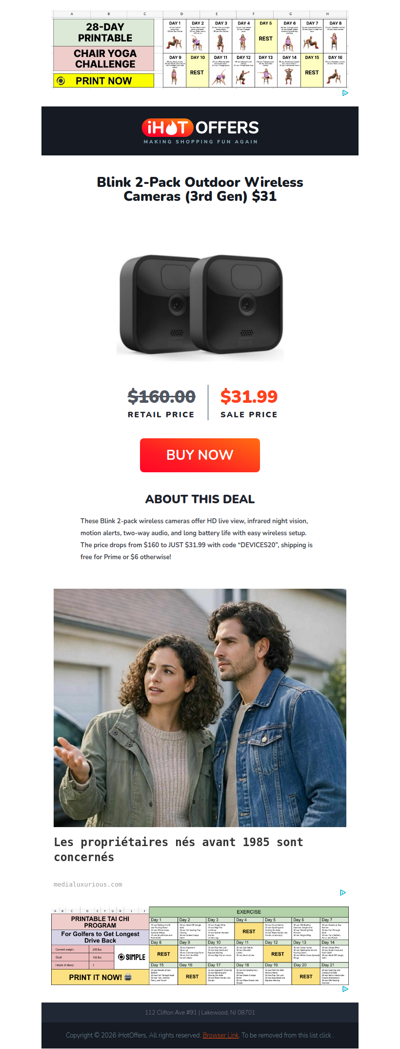 Blink Wireless Cameras 2-Pack - $31