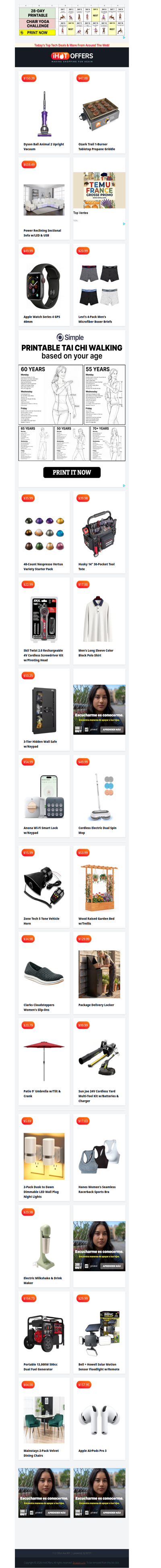 Dyson Ball 2 $150 • Apple Watch 4 $49 • Propane Griddle $47 • Power Reclining Sectional $659 • Patio Umbrella $20 • 4 Levi's Boxers $20 • 48 Nespresso Pack $35