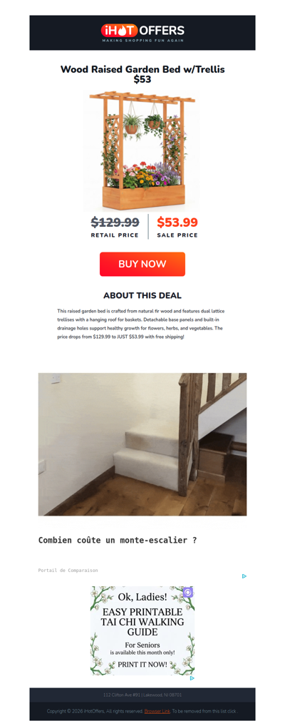 Wood Raised Garden Bed w/Trellis - $53