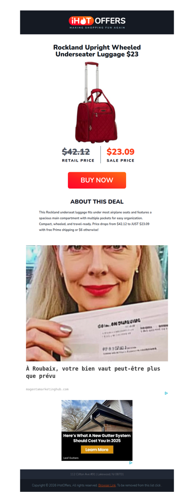 Rockland Underseat Wheeled Luggage - $23