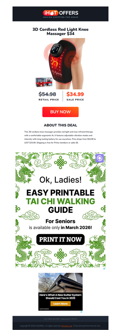 Red Light Therapy Knee Massager - $34