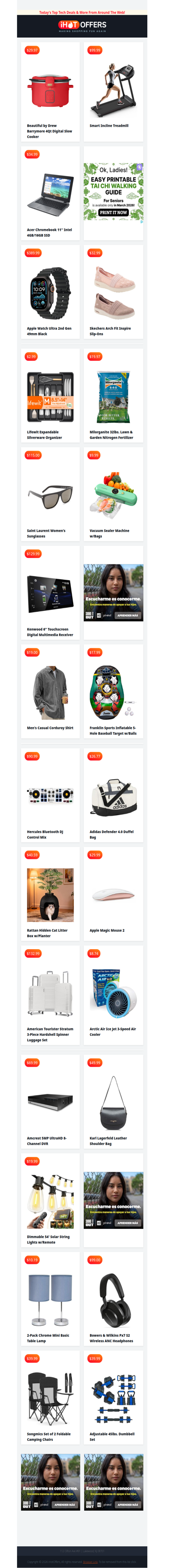 Treadmill $99 • Acer Chromebook $34 • Vacuum Sealer $10 • Apple Watch Ultra 2 $389 • Skechers Slip-Ons $32 • Adidas Duffel $26 • Planter Litter Box $40