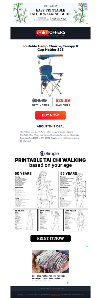 Foldable Camp Chair w/Canopy - $26