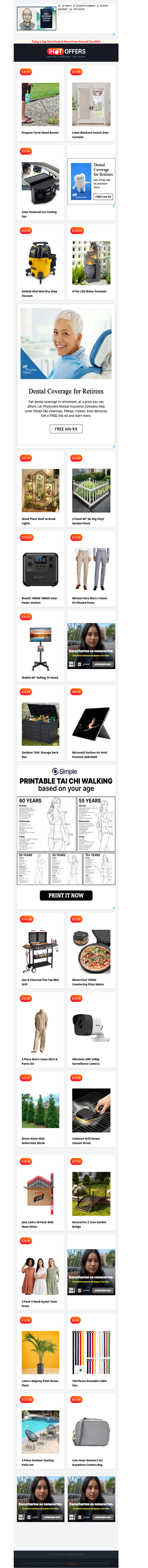 Solar Car Fan $20 • Weed Burner $20 • Linen Curtains $15 • DeWalt Shop Vac $69 • 4-Tier LED Fountain $159 • Vinyl Garden Fence $54 • Bluetti 768Wh Station $278
