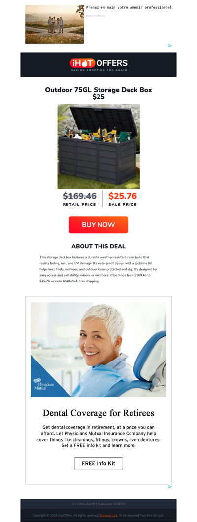 Outdoor 75Gl. Storage Deck Box - $29