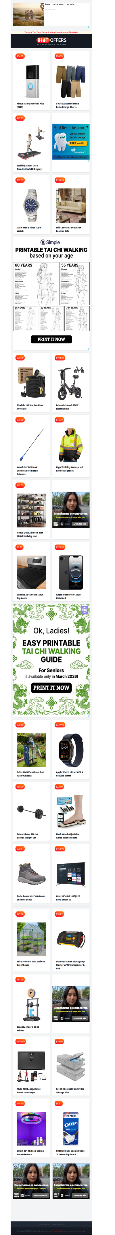 Ring Battery Doorbell+ $34 • Desk Treadmill $49 • 3 Cargo Shorts $26 • Casio Diver Watch $32 • Foldable eBike $193 • 100' Hose $29 • Stove Top Cover $10