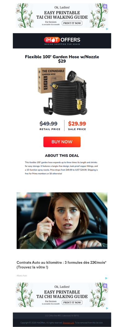 Flexible 100' Garden Hose - $29