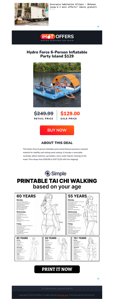 Inflatable 6-Person Party Island - $129