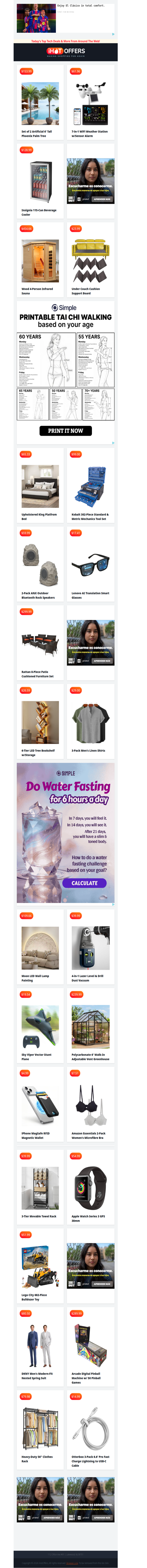 WiFi Weather Station $61 • 2 6' Palm Tree $153 • Beverage Fridge $128 • Infrared Sauna $454 • Couch Support $23 • 2 Rock Speakers $59 • Apple Watch 3 $54