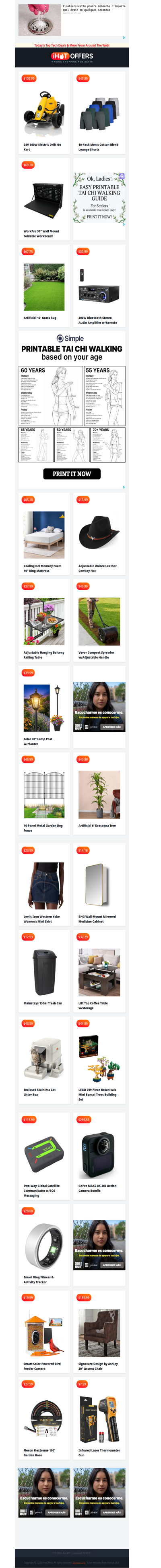 Drift Go Kart $109 • Wall Workbench $69 • 10 Lounge Shorts $49 • 10' Grass Rug $67 • Amplifier $30 • King Mattress $85 • Cowboy Hat $16 • Railing Table $37