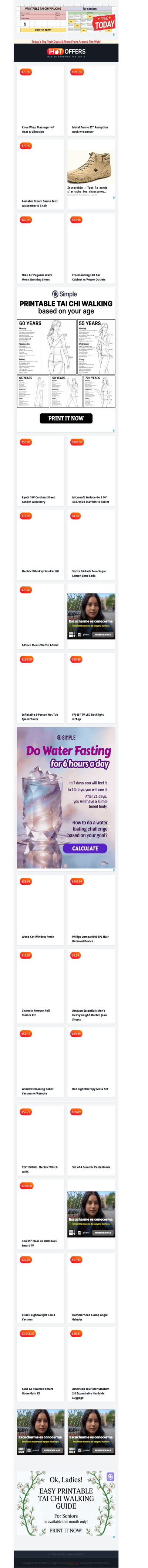 Knee Massager $23 • Reception Desk $199 • Portable Sauna $75 • Nike Air Shoes $40 • LED Bar Cabinet $62 • Ryobi Sander $59 • Surface Go 2 10