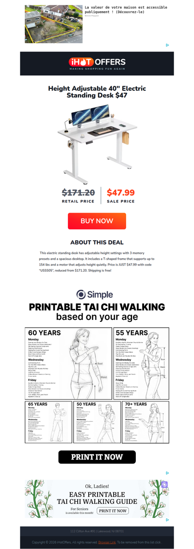 Height Adjustable Electric Standing Desk - $47