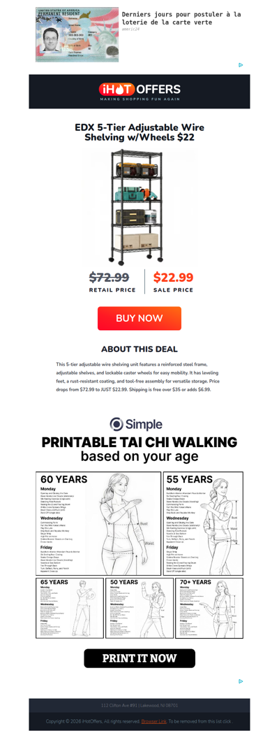 Steel 5-Tier Wire Shelving w/Wheels - $22
