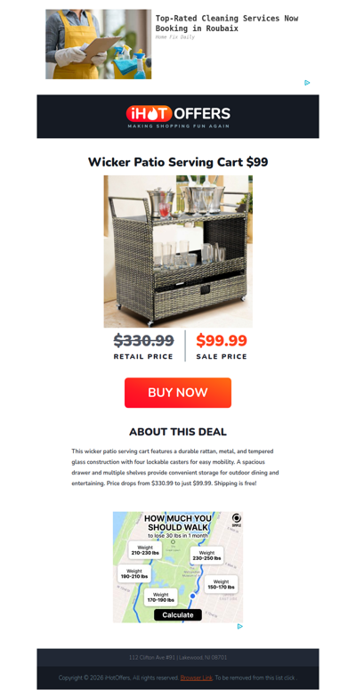Wicker Patio Serving Cart - $99