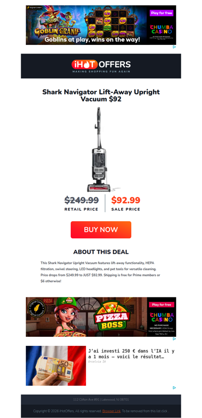 Shark Navigator Lift-Away Vacuum - $92!