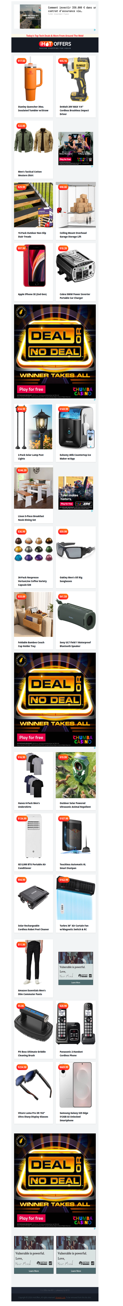 DeWalt Impact Driver $55 • Stanley Tumbler $17 • Western Shirt $22 • Non Slip Treads $29 • Ceiling Storage Lift $98 • iPhone SE 2 $97 • Car Inverter $18