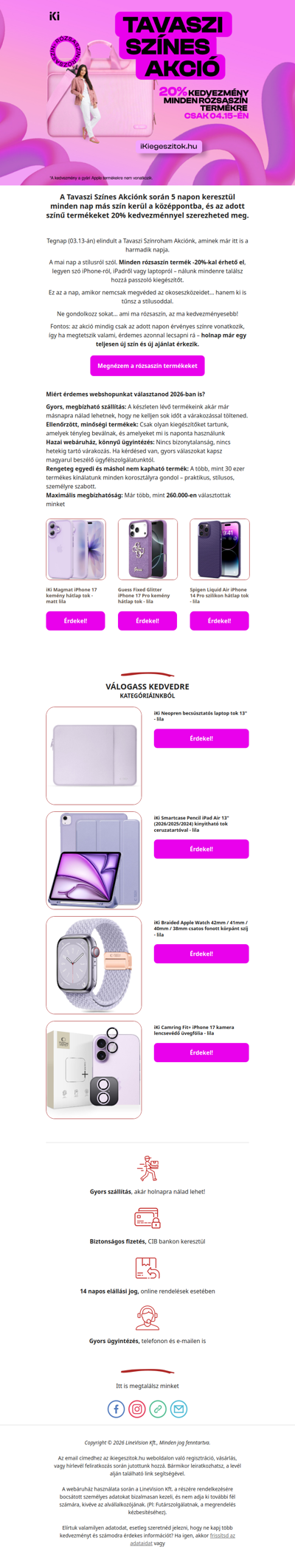 Megérkezett a tavaszi színroham harmadik felvonása.🤩📱😇 Itt vannak a rózsaszín akciók.