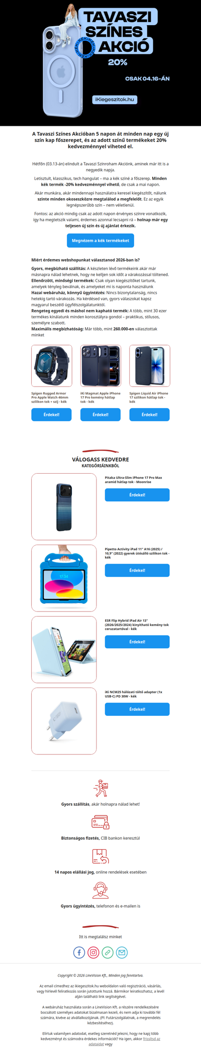 Megérkezett a tavaszi színroham negyedik napja.🤩📱😇 Itt vannak a kék akciók.🔵