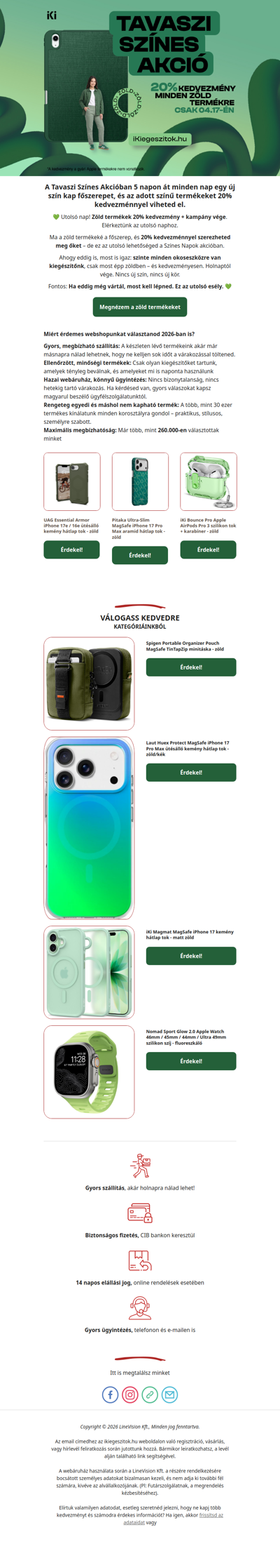 A mai nappal végetér a tavaszi színroham promóciónk.🤩📱😇 A zöld színnel fejezzük be.🟢