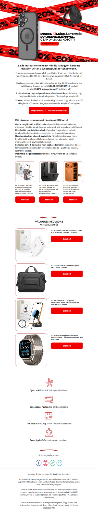 Ma éjfélkor lekapcsoljuk a 20% kedvezményt az iKi kiegészítőkre. Még van időd.