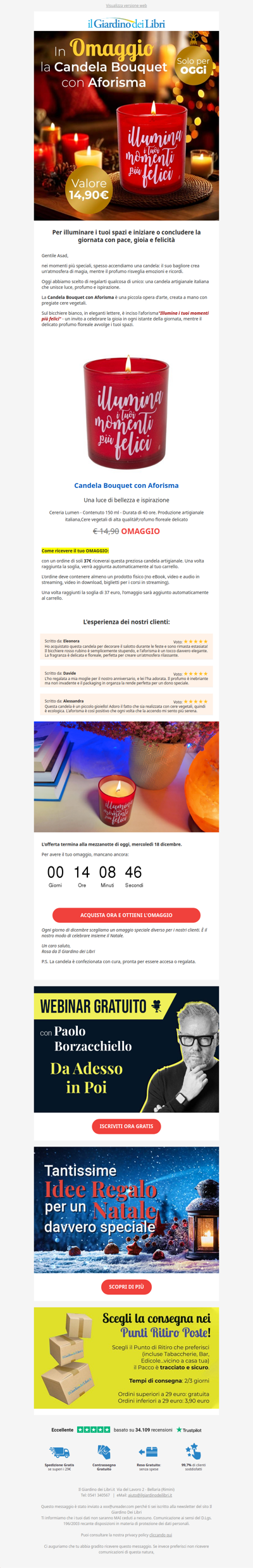 ⚡️ (Solo Oggi) In OMAGGIO la Candela Bouquet con messaggio positivo | valore 14,90€