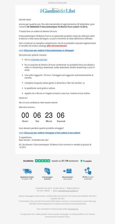 ⏰ ULTIME ORE: in omaggio il Docciashampoo Tè Bianco Puro (scade mezzanotte)