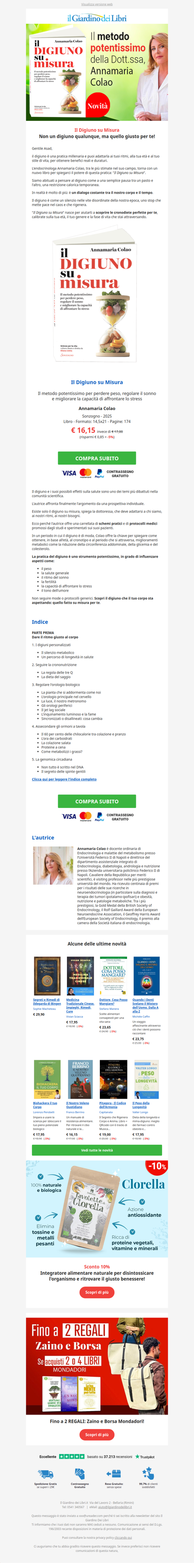 Il nuovo libro della Dott.ssa Colao: Digiuno su misura PER TE