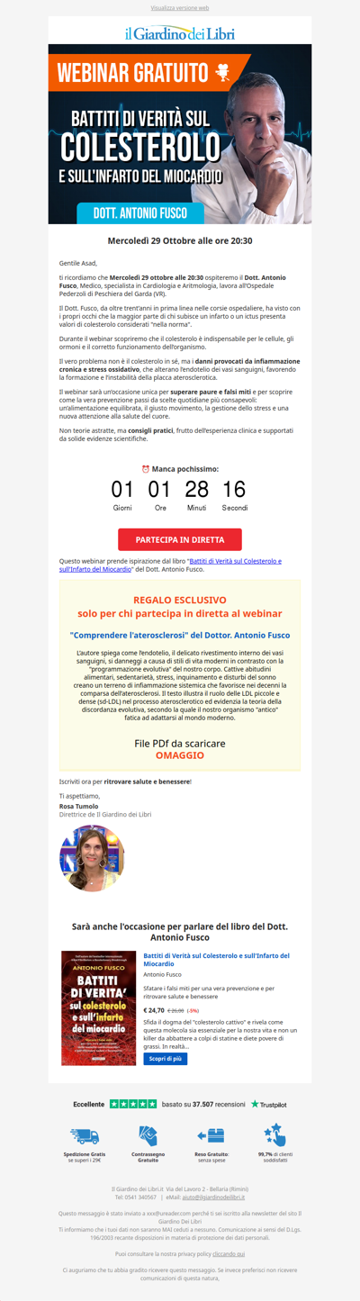 (Domani) Webinar Gratuito con il Dott. Fusco: 