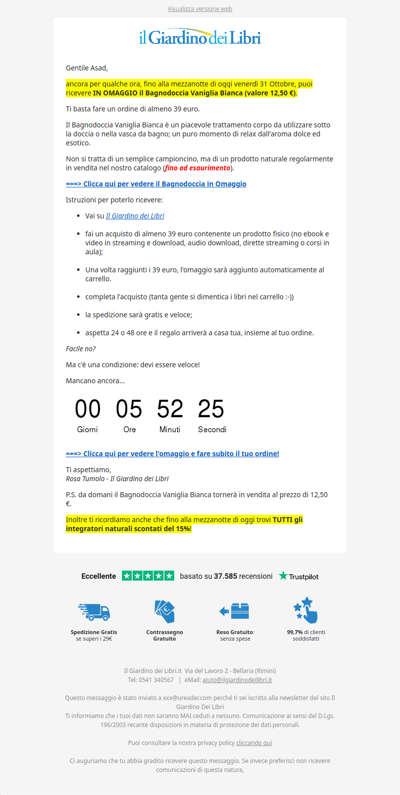 ⏰ ULTIME ORE: in omaggio il Bagnodoccia Vaniglia Bianca (scade mezzanotte)