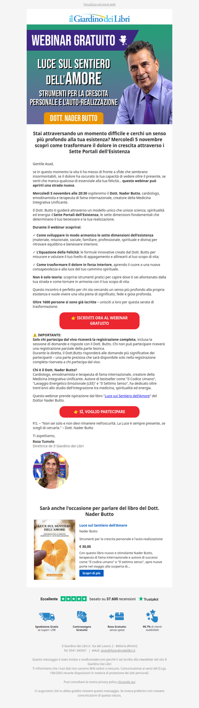 Webinar gratuito con il Dott. Butto: trasforma il dolore in forza