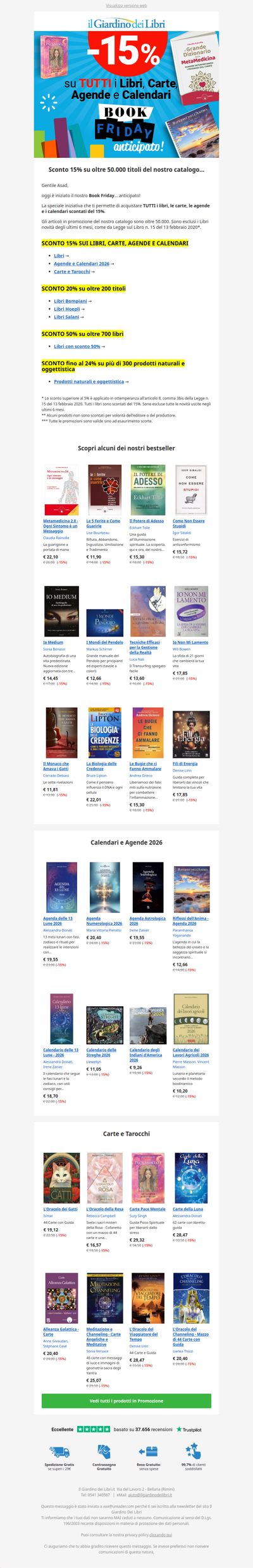 ★ Book Friday... in anticipo! Sconto 15% su TUTTI i Libri, Carte, Agende e Calendari ★