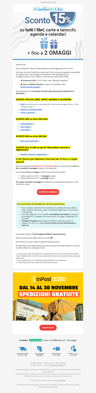 ⚡️ Perché aspettare? Sconto 15% su TUTTI i libri + fino a 2 OMAGGI a tua scelta ⚡️