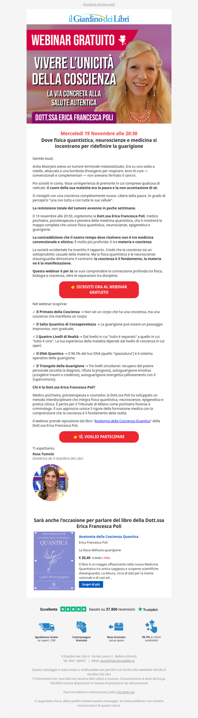 Webinar gratuito Dott.ssa Poli: Fisica quantistica + Neuroscienze + Guarigione