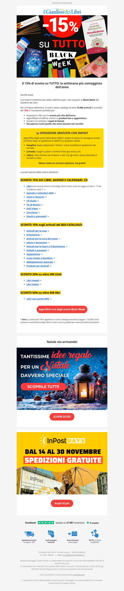 Black Week: 15% su libri e tutto il catalogo ⚡️