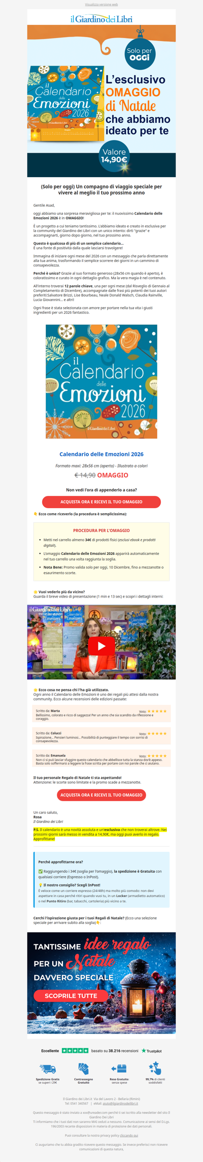 (Oggi) In OMAGGIO il Calendario delle Emozioni 2026 creato appositamente per te!