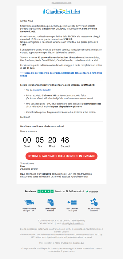 (PROMEMORIA) in OMAGGIO il Calendario delle Emozioni 2026: scade fra poche ore