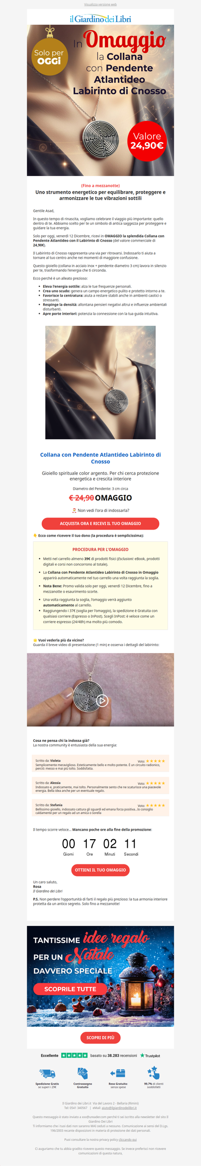 🎁 OMAGGIO: Collana Atlantidea Labirinto di Cnosso | Valore 24,90€ (Solo oggi)
