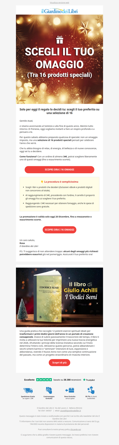 (SOLO OGGI) 🎁 Quale di questi 16 Omaggi preferisci? (Scegli tu!)