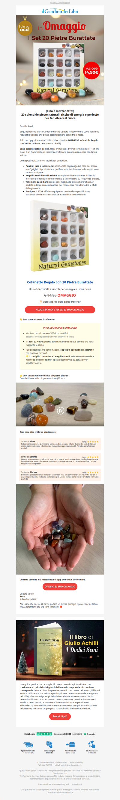 ✨ In OMAGGIO Cofanetto con 20 Pietre Burattate | valore 14,90€ (Solo Oggi)