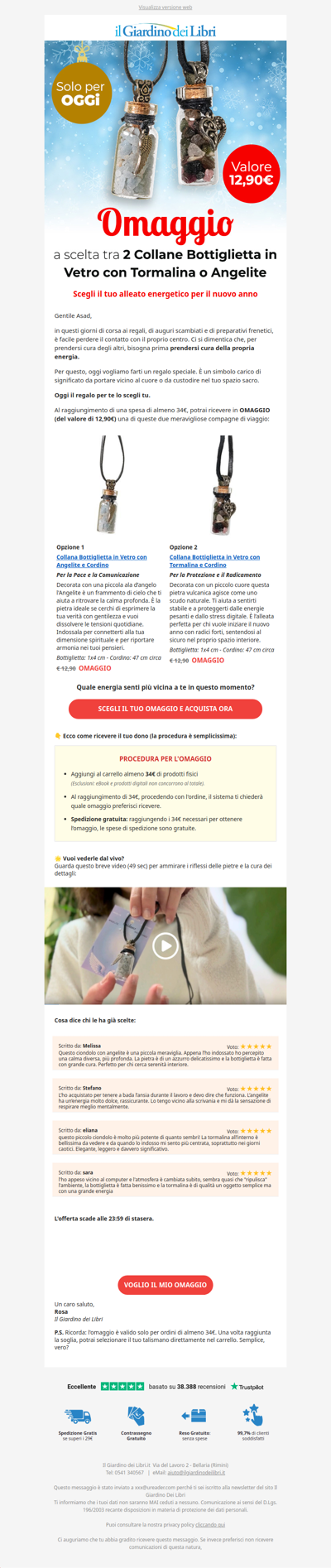 Asad, Angelite o Tormalina? Scegli la tua collana omaggio 🎁