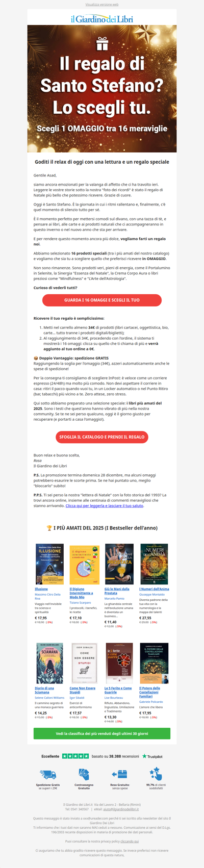 16 OMAGGI speciali per il tuo Santo Stefano (scegli il tuo)