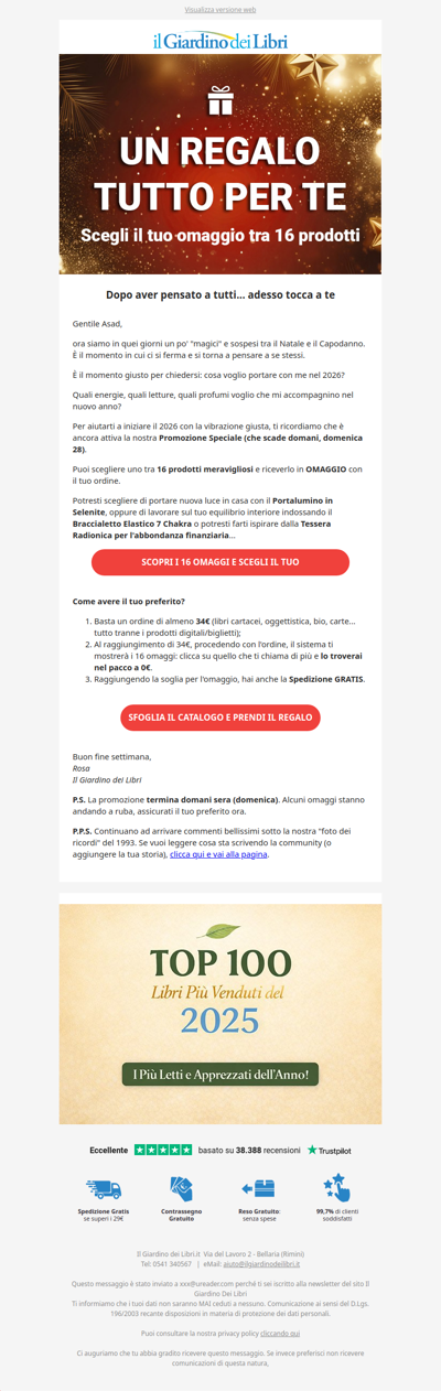 ⚡️ Ultimi giorni per scegliere il tuo OMAGGIO (tra i 16 disponibili)