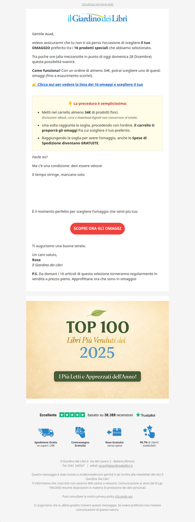 ⚡ (PROMEMORIA) Hai scelto il tuo Omaggio? (Scade a mezzanotte)