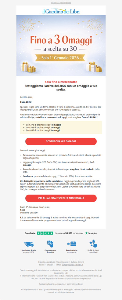 (SOLO OGGI) 🥂 1, 2 o 3 Regali? Decidi tu (Auguri!)