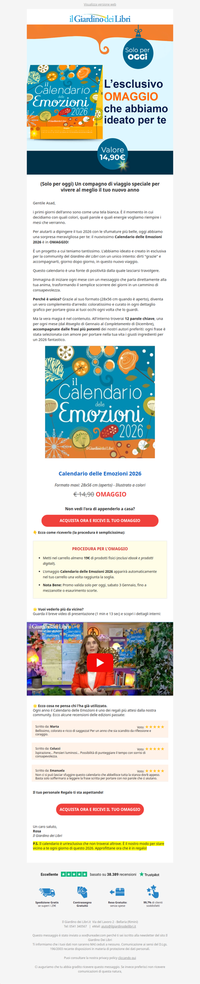 (SOLO OGGI) 🎁 Il Calendario delle Emozioni 2026 in Omaggio