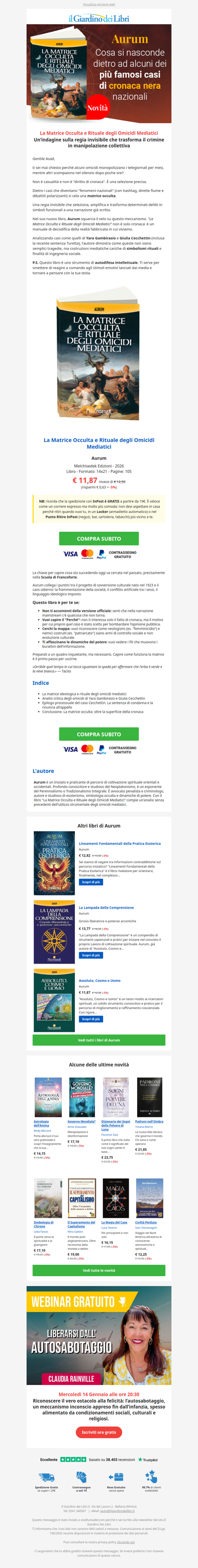 (Aurum) La matrice occulta dietro i grandi casi di omicidi mediatici