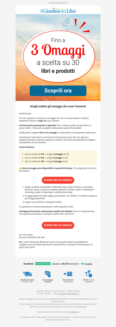 ★ Quale vuoi fra questi 30 Omaggi? Puoi sceglierne fino a 3 ★