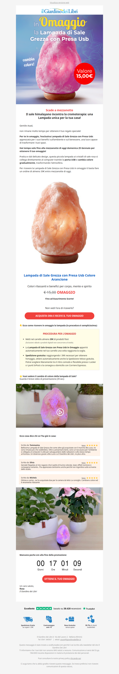 (Ultime ore) In Omaggio la Lampada di Sale con Presa Usb | Valore 15€