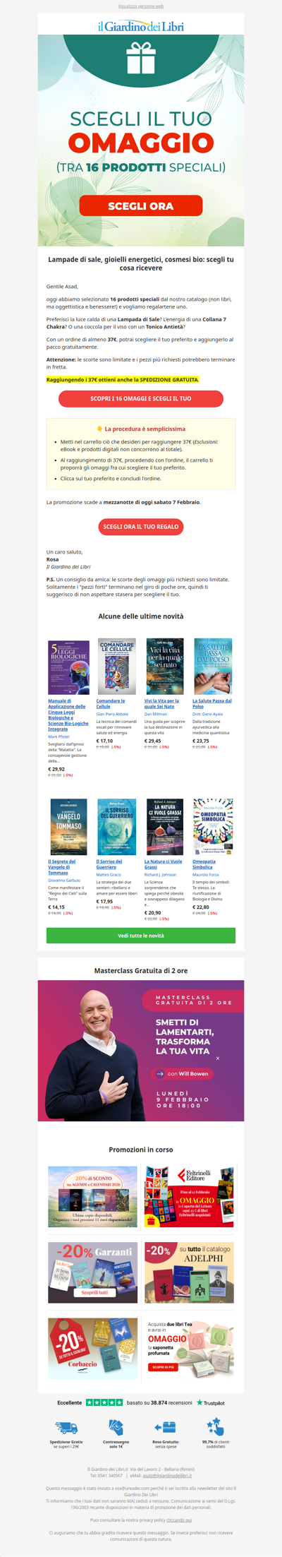 ★ Scegli il tuo OMAGGIO: Lampada di sale, Gioielli o Cosmesi Bio? ★